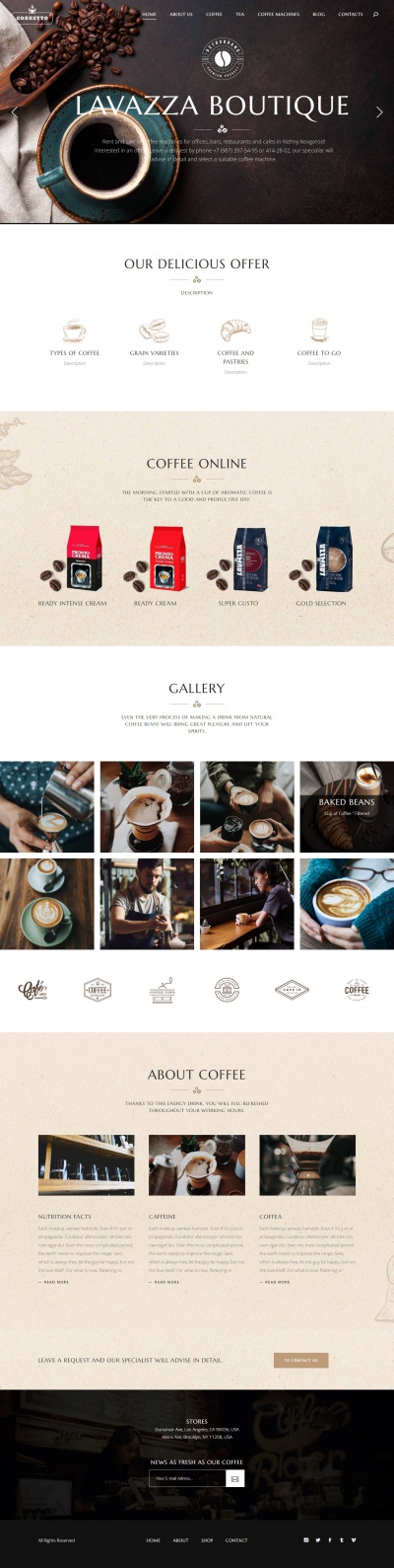 Coffee catalog, sale of coffee machines